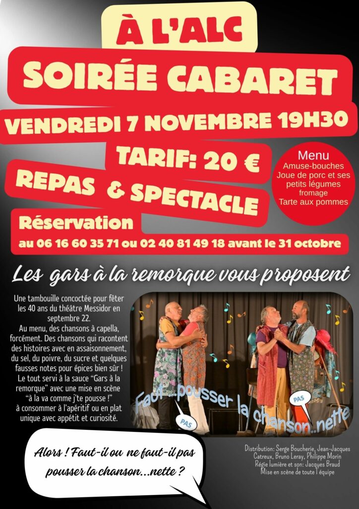 Soirée Cabaret à l'ALC le Vendredi 7 Novembre !